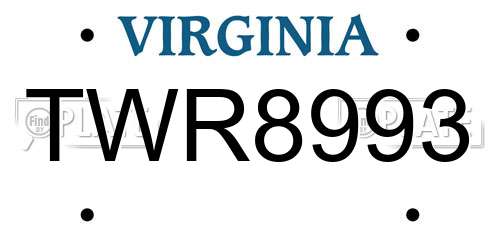 TWR8993 Virginia License Plate
