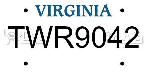TWR9042 Virginia License Plate