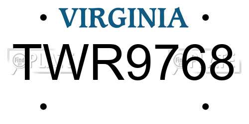 TWR9768 Virginia License Plate