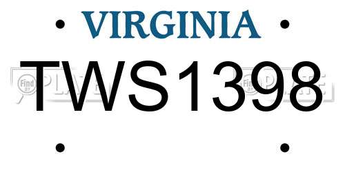 TWS1398 Virginia License Plate
