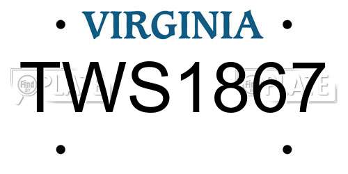 TWS1867 Virginia License Plate