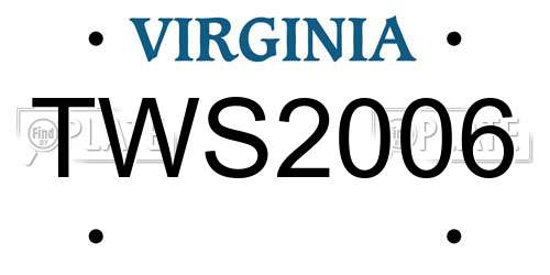 TWS2006 Virginia License Plate