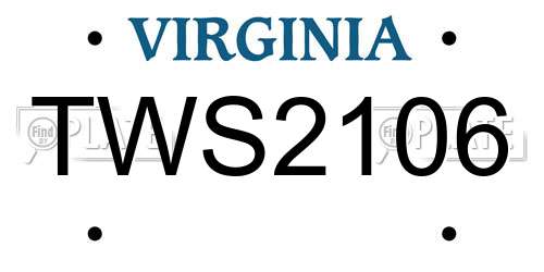TWS2106 Virginia License Plate