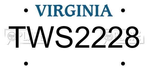 TWS2228 Virginia License Plate