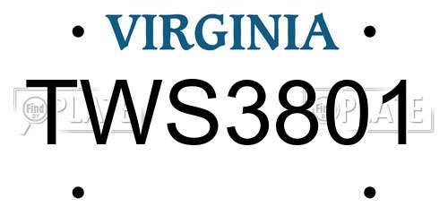 TWS3801 Virginia License Plate
