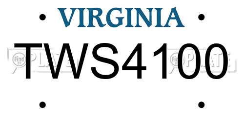 TWS4100 Virginia License Plate