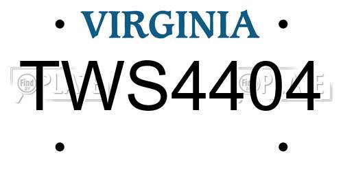 TWS4404 Virginia License Plate