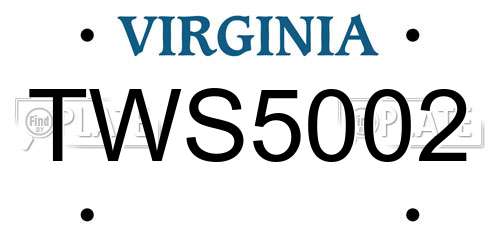 TWS5002 Virginia License Plate