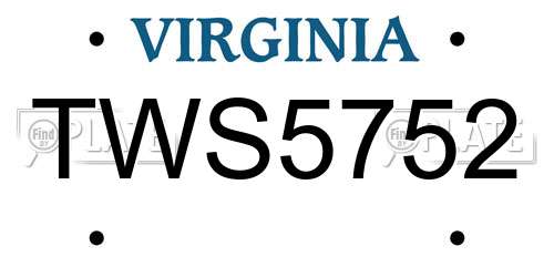 TWS5752 Virginia License Plate