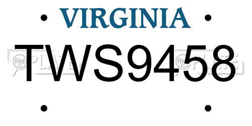 TWS9458 Virginia License Plate