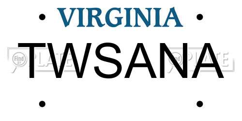 TWSANA Virginia License Plate