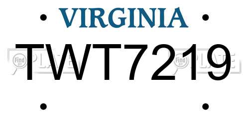 TWT7219 Virginia License Plate