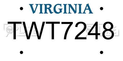 TWT7248 Virginia License Plate