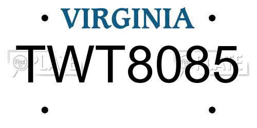 TWT8085 Virginia License Plate