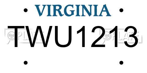 TWU1213 Virginia License Plate
