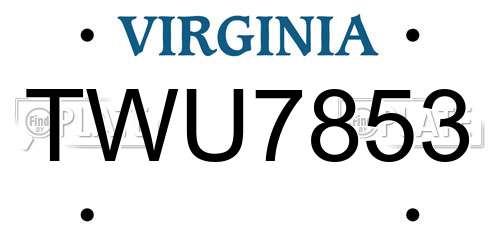 TWU7853 Virginia License Plate