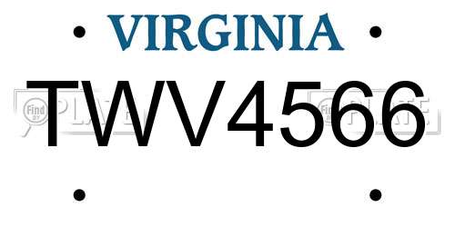 TWV4566 Virginia License Plate
