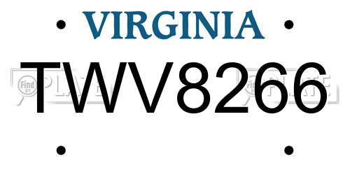 TWV8266 Virginia License Plate
