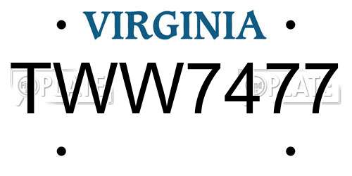 TWW7477 Virginia License Plate