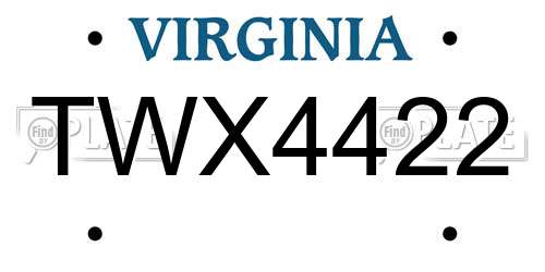TWX4422 Virginia License Plate
