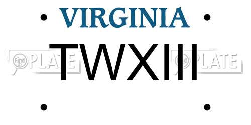 TWXIII Virginia License Plate