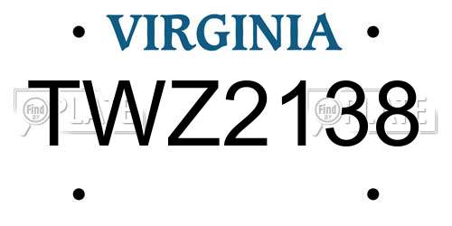TWZ2138 Virginia License Plate