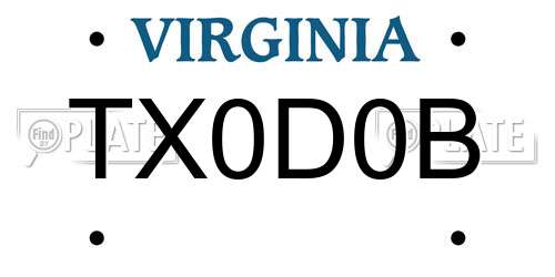 TX0D0B Virginia License Plate