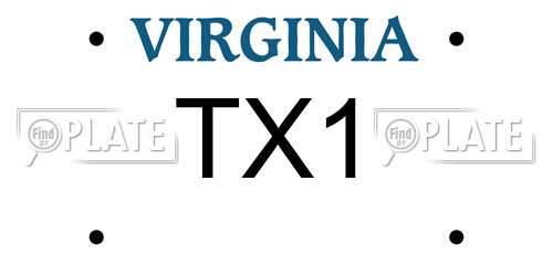 TX1 Virginia License Plate