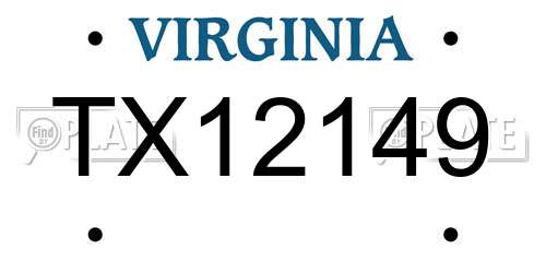 TX12149 Virginia License Plate