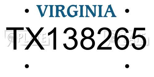 TX138265 Virginia License Plate