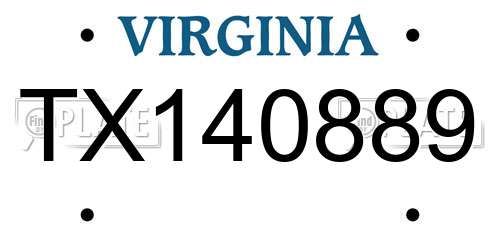 TX140889 Virginia License Plate