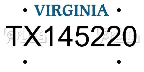 TX145220 Virginia License Plate