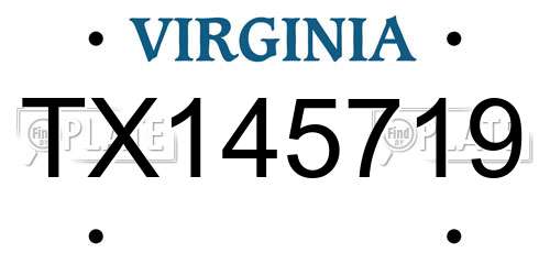 TX145719 Virginia License Plate