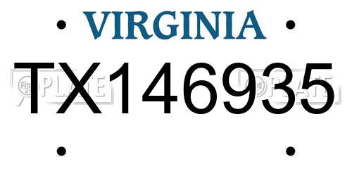 TX146935 Virginia License Plate