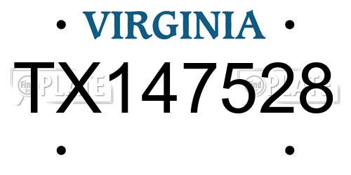 TX147528 Virginia License Plate