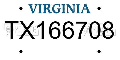 TX166708 Virginia License Plate