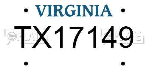 TX17149 Virginia License Plate