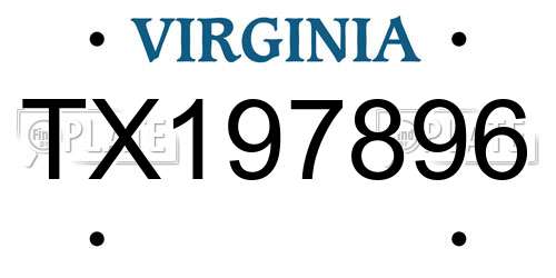 TX197896 Virginia License Plate