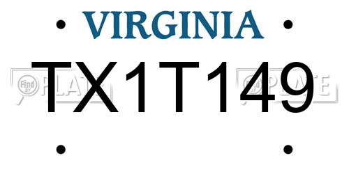TX1T149 Virginia License Plate