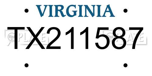 TX211587 Virginia License Plate