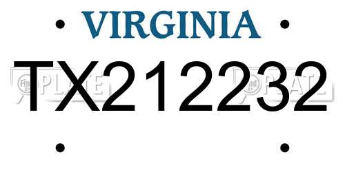 TX212232 Virginia License Plate