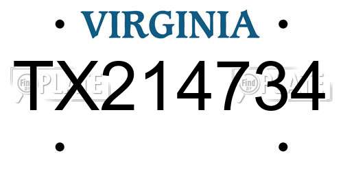 TX214734 Virginia License Plate