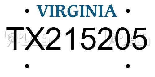 TX215205 Virginia License Plate