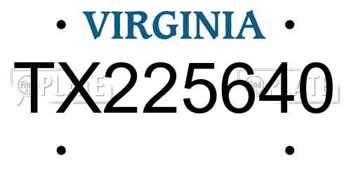 TX225640 Virginia License Plate
