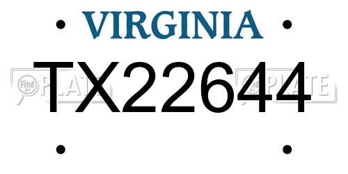 TX22644 Virginia License Plate