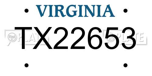 TX22653 Virginia License Plate