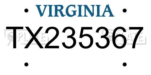 TX235367 Virginia License Plate