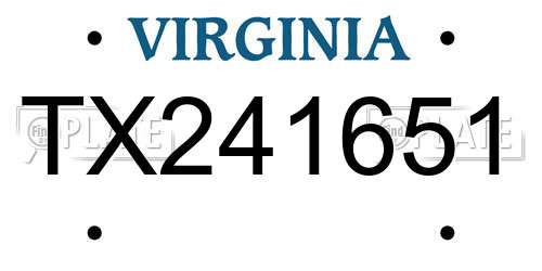 TX241651 Virginia License Plate
