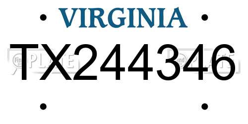 TX244346 Virginia License Plate