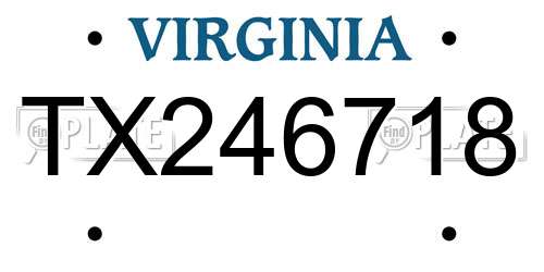 TX246718 Virginia License Plate